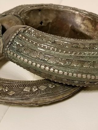 2 Vintage Antique Currency Bracelets Tribal African Large Metal Jewelry 11