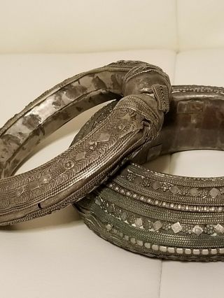 2 Vintage Antique Currency Bracelets Tribal African Large Metal Jewelry 6