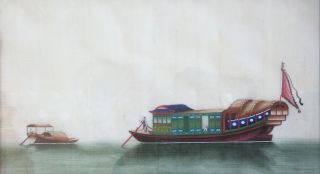 Fine Antique Chinese Export Painting,  Boat