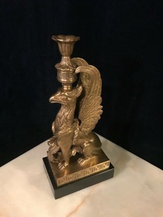 Brass Or Bronze Phoenix Candle Stick Door Stop W/ Slate Base Greek Key N/r