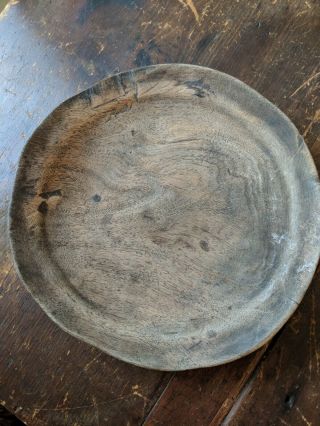 Early Antique Wooden Footed Bowl With Stone Fruit Aafa 6