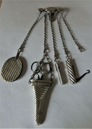 Rare Silver 5 Chain Chatelaine By 