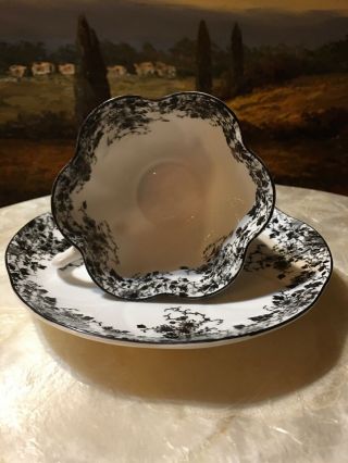 Rare Vintage Shelley England Black And White Cup & Saucer Fine Bone China 4