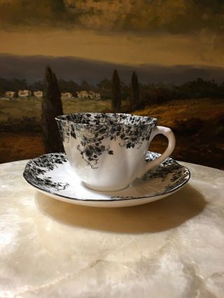 Rare Vintage Shelley England Black And White Cup & Saucer Fine Bone China 7