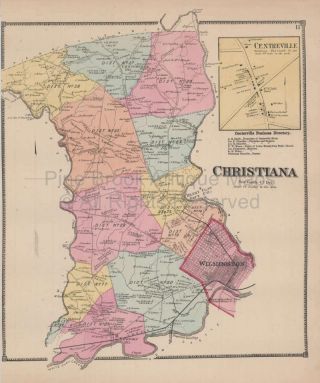 Christiana Delaware Antique Map Beers 1868
