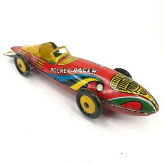 Large 16 " 1930s Marx Tin Windup Toy Rocket Racer Race Car With Key Rare Good Con