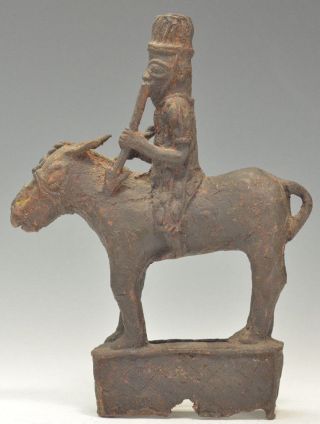 Africa Benin Heavy Bronze Copper Cast: Equestrian Soldier Horse And Rider 8