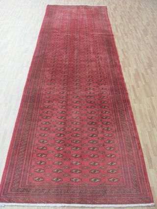 A Old Handmade Turkemen Oriental Runner (365 X 110 Cm)