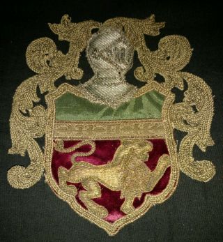 Antique Heraldic Coat Of Arms Lion Judah Bullion Embroidered Gold Knight Rare