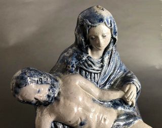 An exceptionally rare WESTERWALD saltglaze stoneware Pietà,  1700 10