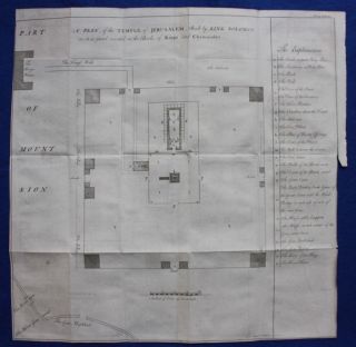 Uncommon Antique Map / Plan Temple Of Jerusalem,  E.  Bowen,  1747