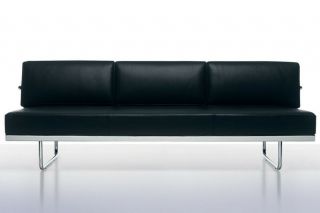 Cassina Le Corbusier Lc5 Three Seater Sofa Daybed Black Leather - Made In Italy