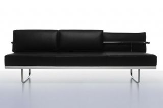 Cassina Le Corbusier LC5 Three Seater Sofa Daybed Black Leather - Made in Italy 2