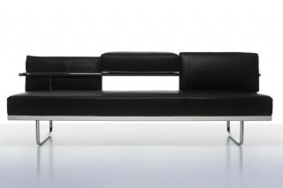 Cassina Le Corbusier LC5 Three Seater Sofa Daybed Black Leather - Made in Italy 3