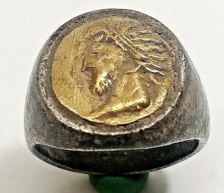 Ancient Antique Roman Silver Gold Ring 2