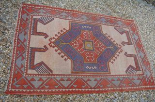 Antique Caucasian Wool Rug 6.  5 ' Tribal Geometric Phoenix Motifs H/Weave 20s Chic 11
