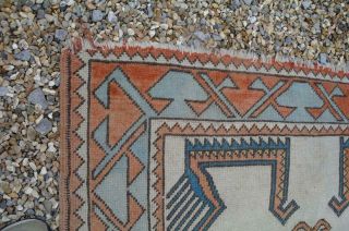 Antique Caucasian Wool Rug 6.  5 ' Tribal Geometric Phoenix Motifs H/Weave 20s Chic 7
