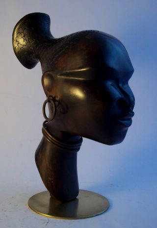 Vintage Art Deco Carved Wood Austria Hagenauer (attr. ) African Woman Head 1930