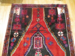 4x9 Circa 1930 Persian Antique Vegetable Dye Handmade - Woven Wool Rug 64 6