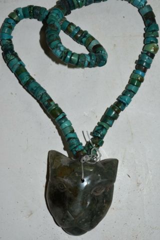 Orig $1099 Wow Pre Columbian Mayan Jaquar Jade Necklace 12 In Prov