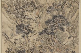 JAPANESE HANGING SCROLL ART Painting Sansui Landscape Asian antique E7689 5