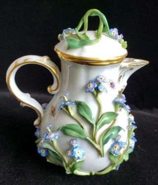 Exceptional Meissen Tea Set,  Insects Leaves,  Flowers,  Crossed Swords 7
