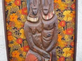 Vintage 1960s WITCO Tahitian Lovers Wood Wall Hanging Modern Art Tiki Bar Decor 4