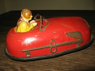 VINTAGE 1930 ' s LINDSTROM SKEETER BUG TIN LITHO WIND UP BUMPER CAR TOY COMPLETE 2