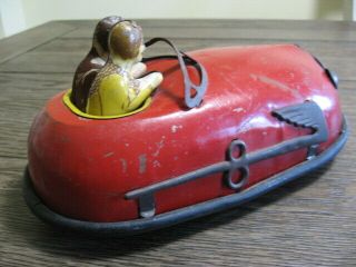 VINTAGE 1930 ' s LINDSTROM SKEETER BUG TIN LITHO WIND UP BUMPER CAR TOY COMPLETE 3