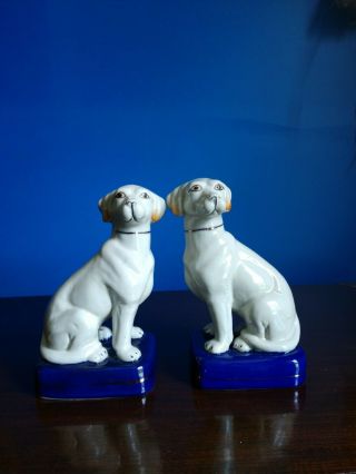 Staffordshire Dogs With Cobalt Bases
