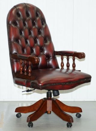 Lovely High Back Chesterfield Directors Oxblood Leather Captains Office Chair