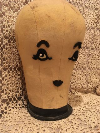 Vintage Millinery Mannequin Hat Wig Display Head Form Cloth Canvas Dress Pin Mod