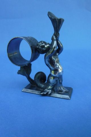 Large Meriden Triton Type Boy Figural Napkin Ring 201 Silverplate 4