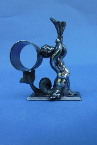 Large Meriden Triton Type Boy Figural Napkin Ring 201 Silverplate 7