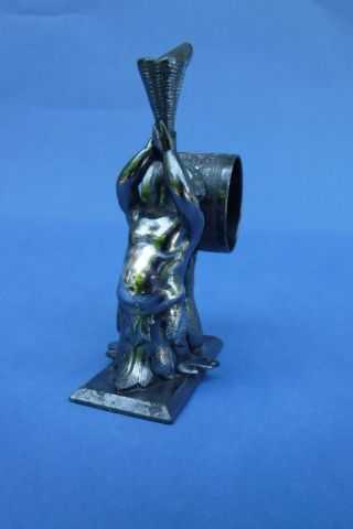Large Meriden Triton Type Boy Figural Napkin Ring 201 Silverplate 8