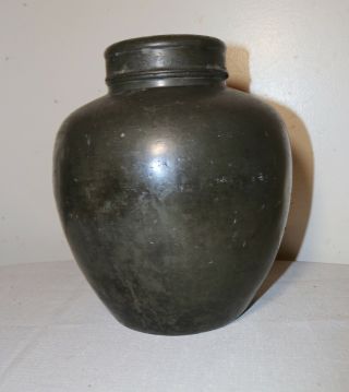 large antique Chinese pewter tea caddy jar 10