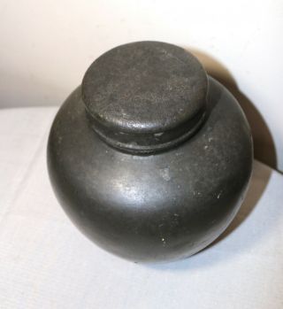large antique Chinese pewter tea caddy jar 3