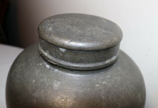 large antique Chinese pewter tea caddy jar 6