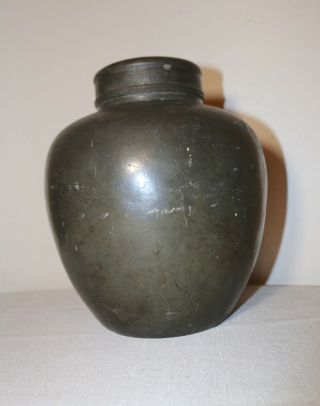large antique Chinese pewter tea caddy jar 8