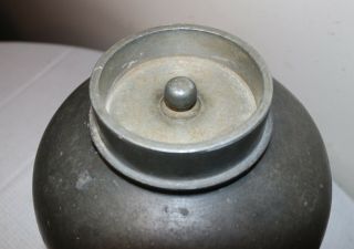 large antique Chinese pewter tea caddy jar 9