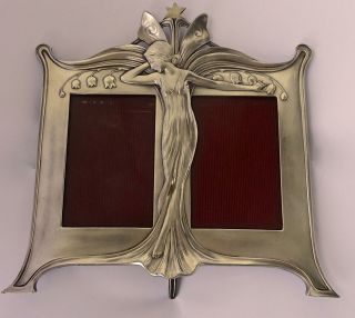 Outstanding Wmf Secessionist Art Nouveau Double Photo Frame: Maiden