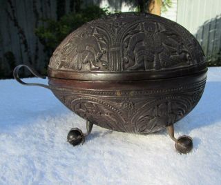 Fine & Rare Victorian South East Asian Carved Coconut Visiting Card Box