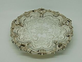 Antique Victorian Silver Salver / Waiter Birmingham 1844 – Robinson,  Edkins & A
