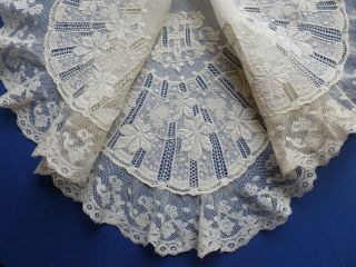 A 19th Century French Hand Embroidered Handkerchief With Valencienne Lace Edging