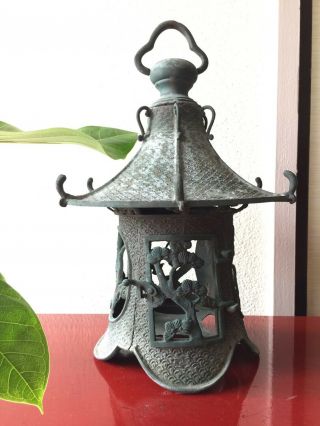 Japanese Antique Bronze Hanging Lantern Tsuridoro Temple