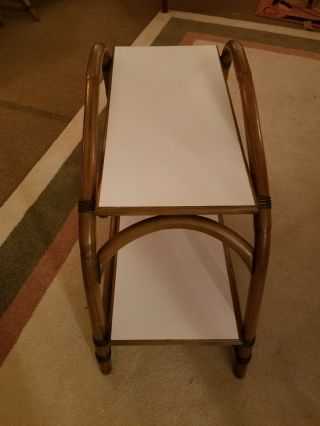 Vintage rattan bamboo side end table in the style of Paul Frankl 5