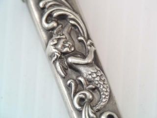 RARE ANTIQUE ART NOUVEAU STERLING SILVER REPOUSSE MERMAID NEEDLE CASE MATCH CASE 3