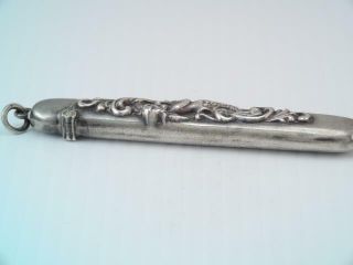 RARE ANTIQUE ART NOUVEAU STERLING SILVER REPOUSSE MERMAID NEEDLE CASE MATCH CASE 7