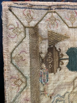 ANTIQUE 18th CENTURY SEWING SAMPLER by ELIZ.  MOARE 1767 10