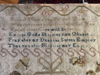 ANTIQUE 18th CENTURY SEWING SAMPLER by ELIZ.  MOARE 1767 3